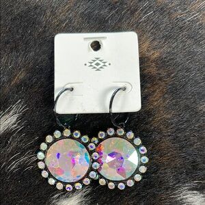 Iridescent Crystal Hoop Earrings